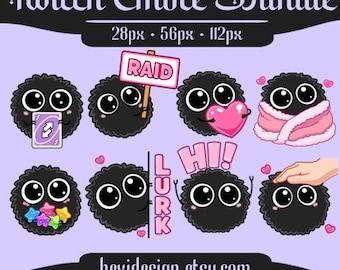 Paquete de emoticones de Twitch de Sprite de hollín lindo / Paquete de emoticones de transmisión kawaii espeluznantes