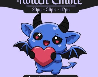 Amor por el murciélago demonio azul / Emotes lindos de murciélago demonio / Amor por la emoción, tristeza y enojo / Emotes de transmisiones de Twitch y Discord