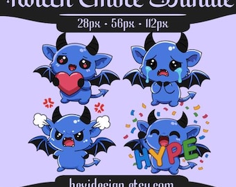 Emotes de murciélago diablo azul / Twitch Discord YouTube / Recursos de transmisión Emotes Twitch PNG