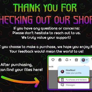 Puede incluir: Un mensaje de agradecimiento por visitar una tienda, con una captura de pantalla de la p&aacute;gina de perfil de un usuario en un sitio web. La p&aacute;gina muestra opciones para ver el perfil del usuario, las compras y las rese&ntilde;as, y los mensajes.
