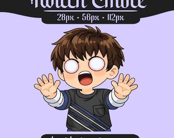 Emote de Poder Psíquico Tenso / Chibi con Vibras Sobrenaturales de los 80 / Arte Chibi Inspirado en la TV Retro / PNG de Streamer / Inspirado en ST