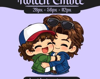 Lindo emoticono de abrazo entre mejores amigos de los 80 / Arte chibi inspirado en la televisión retro / Streamer PNG / Amistad sana