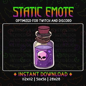 Twitch Emote | Witchy Potion Bottle With Skull | For Streamers | Youtube, Kick, Discord, Twitch