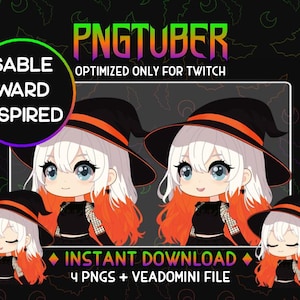 Witch Hat Spider Outfit PNGTuber for Twitch, YouTube, Discord (Digital File)