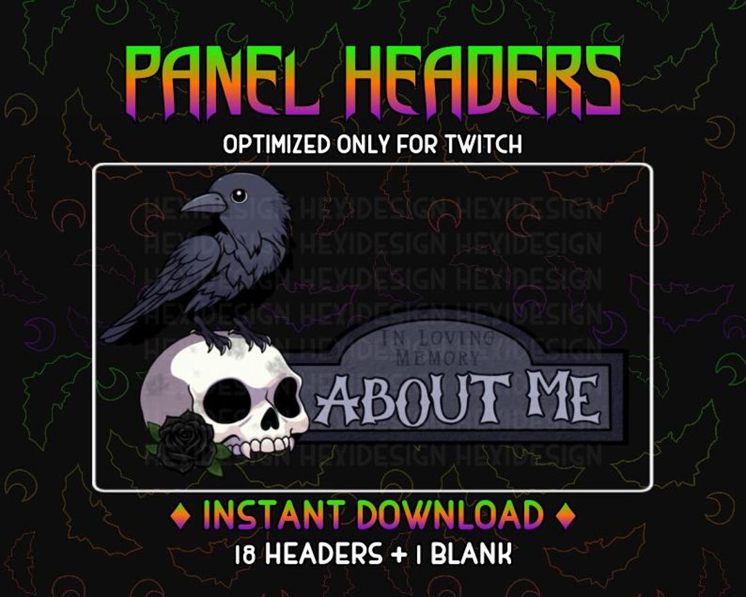Crows Header 19 Goth Crow Skull Twitch Panel Headers (digital File) - Etsy