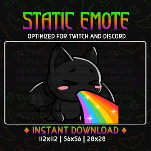 Twitch Emote Black Chibi Bat Throwing Up Rainbow Cute Blushing