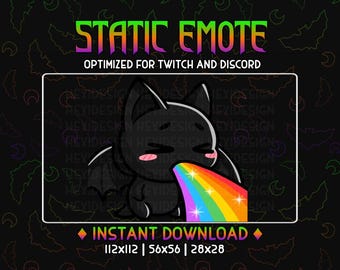 Emote de Twitch de murciélago chibi negro: Vómito arcoíris (archivo digital)