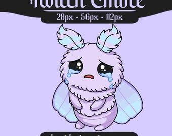 Emote de polilla morada / Emotes lindos de polilla pastel / Transmisión de Twitch y Discord / Llorar