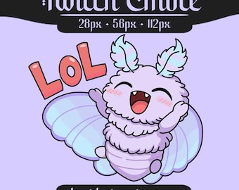 Emote de polilla morada / Emotes lindos de polilla pastel / Transmisión de Twitch y Discord / Risa
