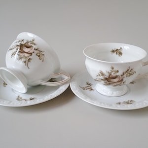 Rosenthal Maria – Sepia Rose – 2 Coffee Cups with Saucers – Ph. Rosenthal & Co – ca. 1927