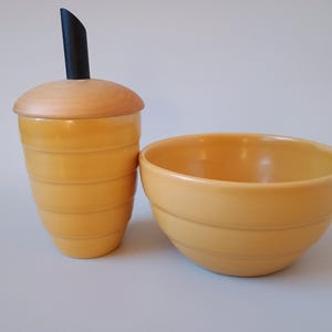 Höganäs Keramik JAVA Set Frukostskål och Sockerskål - Gul färg – Designer A-C Wiktorsson 1990-tal