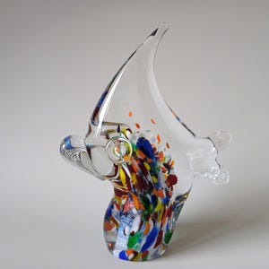 Murano Style Art Glass Fish Figurine – Colorful Millefiori Design – Vintage Blown Glass Sculpture