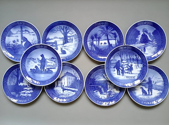 1970-1979 Royal Copenhagen Christmas Porcelain Collection Plates - Designers: Kai Lange, Sven Vestergaard - Denmark 1970-1979