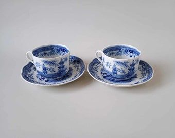 Singapore Arabia Finland - SET of 2 Coffee Cups & Saucers - Blue Decor - 1964-1971