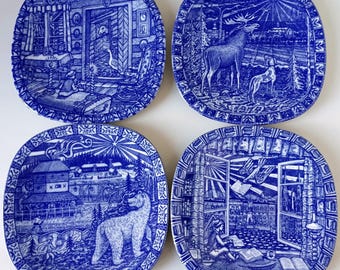 1970-1979 Rorstrand Christmas Porcelain Plates Collection - Motif Selma Lagerlof Nils Holgersson Journeys in Sweden 1968-1999 Gunnar Nylund