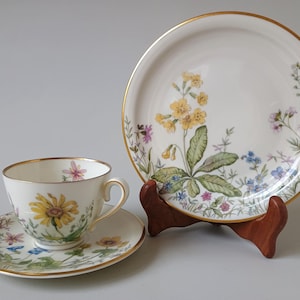 Vintage Krautheim Selb Bavaria Trio Set: Wildflower Porcelain Cup, Saucer & Plate