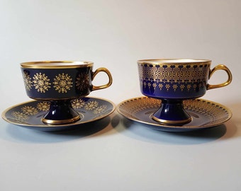 Lichte Fine China Echt Kobalt with a 22k Gold - Cup and Saucer - GDR - 1960s