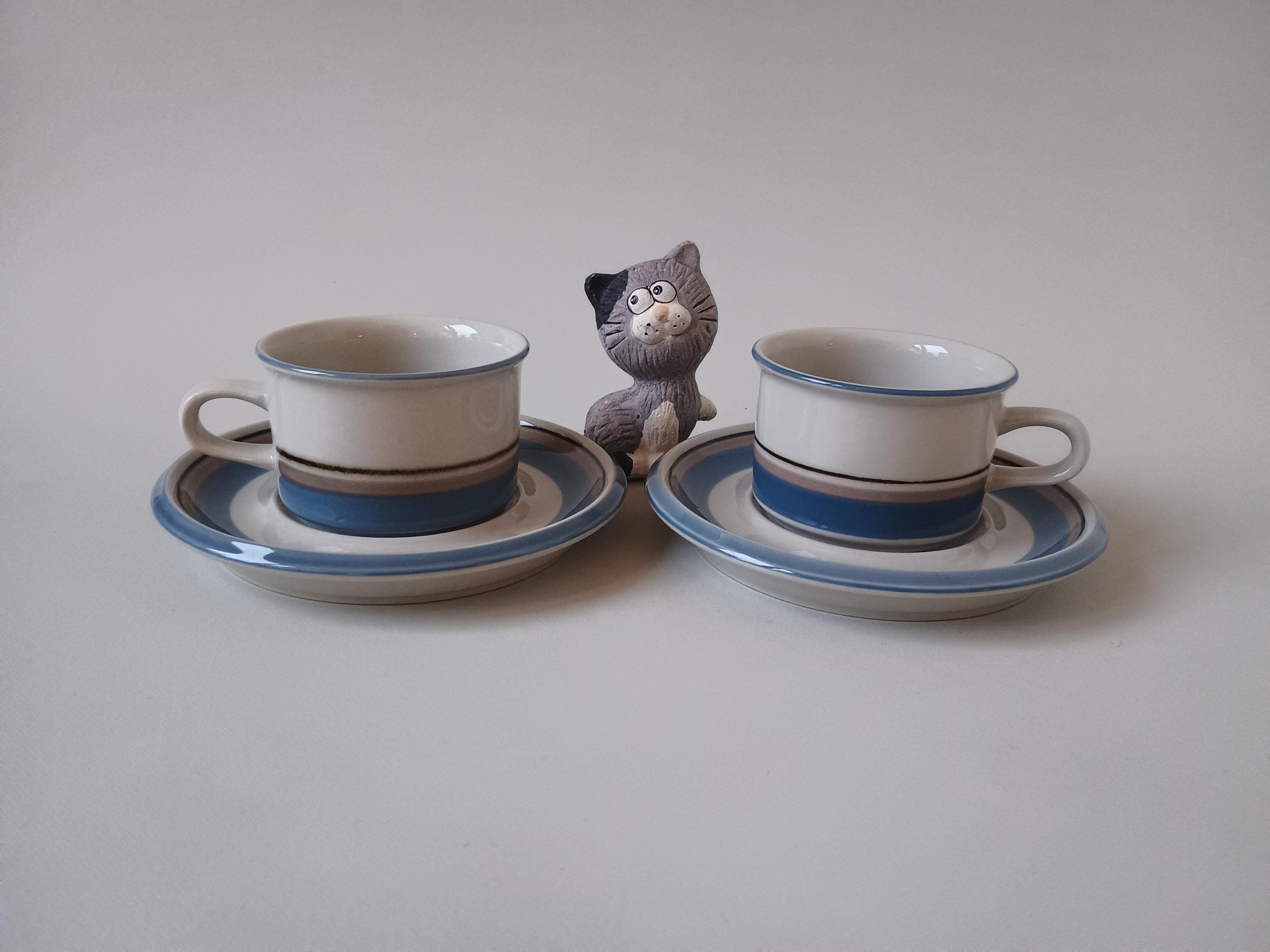 RESERVED! Set of 2 Arabia Finland UHTUA Mocha Cups & Saucers