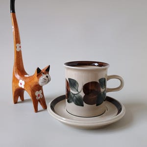 Arabia RUIJA - Tall Coffee Cup & Saucer - Hand Painted - Arabia Finland RUIJA - Ulla Procopé - 1975-1981