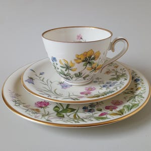 Trio Set - Cup/Saucer and Plate - Decor Scene K -K&A Krautheim Selb Bavaria Wiesengrund und Bergeshöh&#39;n-Krautheim Selb Bavaria Germany 1950s