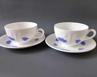 BLÅ BLOM Gustavsberg - Set of 2 Coffee Cups & Saucers - Gustavsberg Sweden  In production 1911-1995