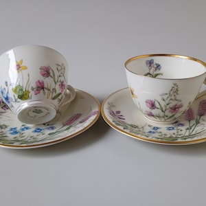 Cup and Saucer - Decor Scene G - K&A Krautheim Selb Bavaria Wiesengrund und Bergeshöh&#39;n - Krautheim Selb Bavaria Germany 1950s