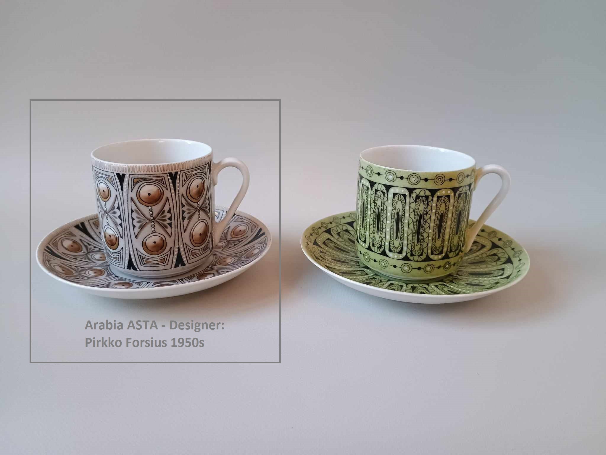 Vintage Arabia Mocha Cup & Saucer – Hand-painted Enamel, 1950s - Etsy
