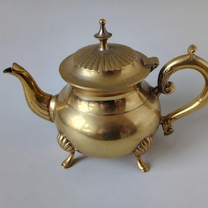Vintage E.P.N.S. Tea Pot – Victorian Style Ornate Teapot – Electroplated Nickel Silver – Brass – Collectible Decor