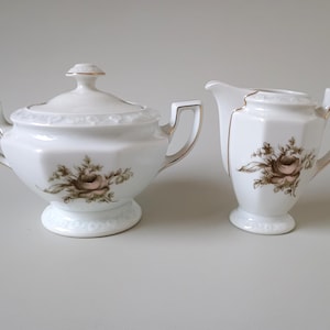 Rosenthal ‘Maria’ Sugar Bowl and Creamer – Sepia Rose Pattern – Ph. Rosenthal & Co - Selb-Bavaria, c.1927