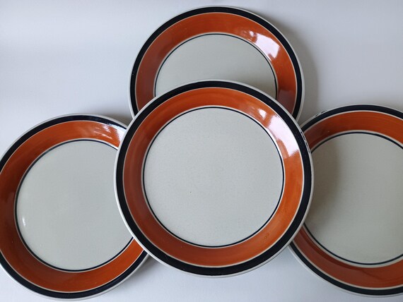 HÖGANÄS KERAMIK プレート 北欧 スウェーデン製　4皿 RANDA BANDA Höganäs Keramik Plates (set of 4) – 19cm Diameter
