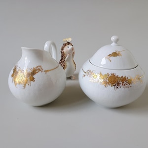 Rosenthal Studioline - Sugar Bowl / Creamer - Bjorn Wiinblad ‘Romance 3621 - Medley 22k Gold’ - 1980s