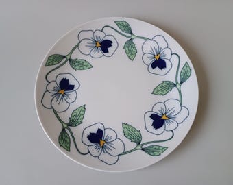 Sylvia Rörstrand Tallrik: Blommönster, 21 cm, Swedish Vintage