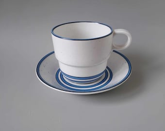 DART Gustavsberg - Coffee Cup & Saucer - Hand Painted - Stig Lindberg Gustavsberg Sweden In production 1977-1987