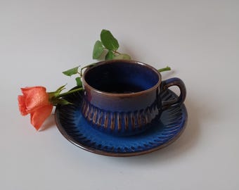 Upsala Ekeby Gefle Porslin Blu Vintage Ceramic Plate. Red With