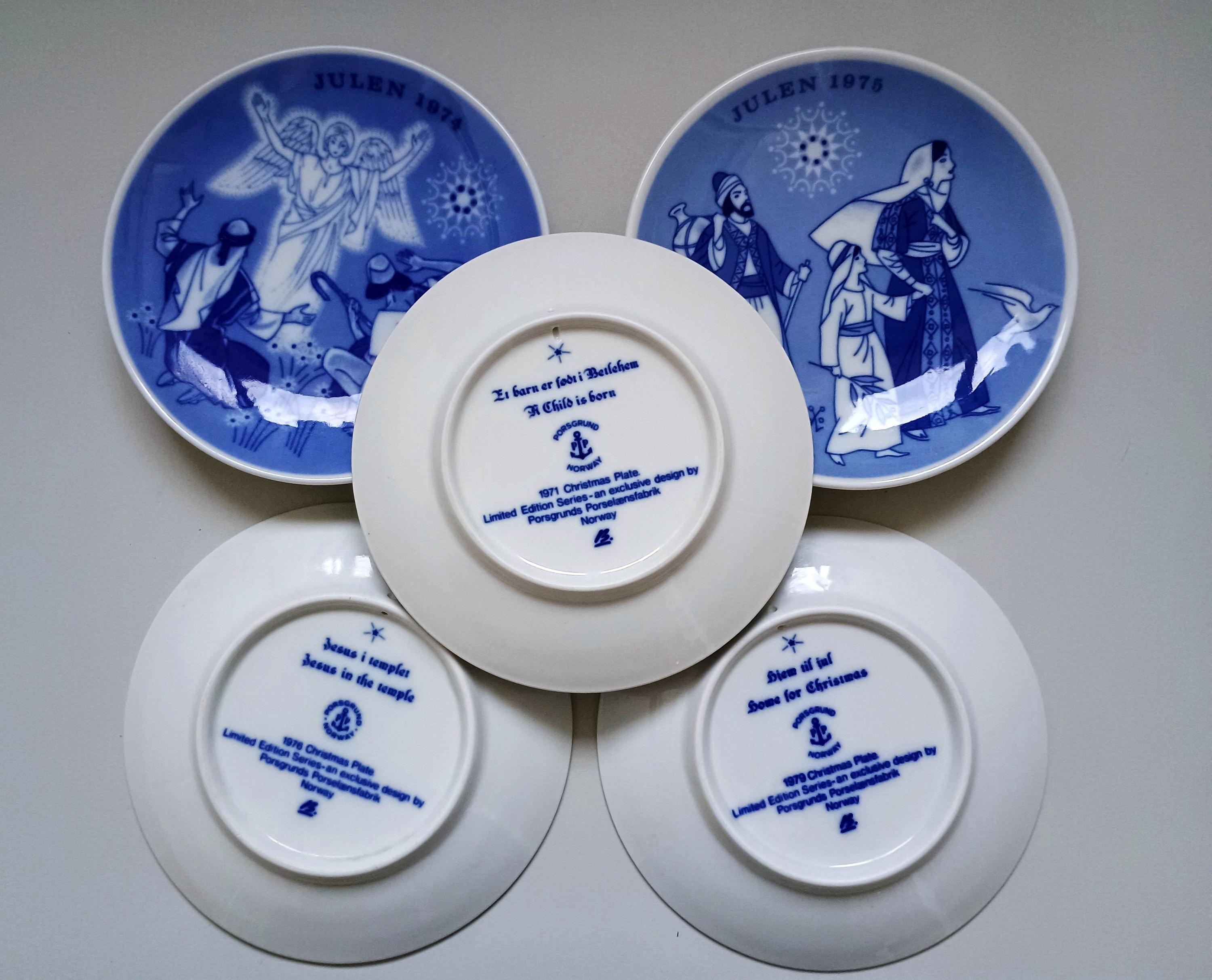 ノルウェー王室御用達Porsgrund、特製大皿(小鳥柄デザイン)、ヴィンテージ JULEN PORSGRUND NORWAY Country Christmas Vintage Collectible