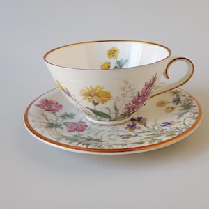 Cup and Saucer - Decor Scene M - K&A Krautheim Selb Bavaria Wiesengrund und Bergeshöh&#39;n - Krautheim Selb Bavaria Germany 1950s