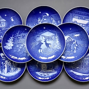 1980-1989 Bing & Grondahl Copenhagen Porcelain Christmas Plates - Designers: Henry Thelander, Edvard Jensen - Denmark 1970-1979