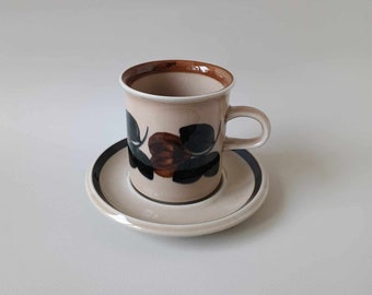 Arabia RUIJA - Tall Coffee Cup & Saucer - Hand Painted - Arabia Finland RUIJA - Ulla Procopé - 1975-1981