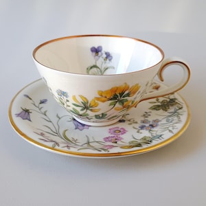 Cup and Saucer - Decor Scene K - K&A Krautheim Selb Bavaria Wiesengrund und Bergeshöh'n - Krautheim Selb Bavaria Germany 1950s