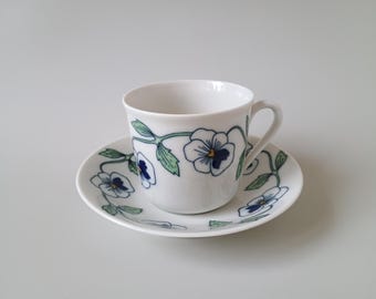 Vintage Rörstrand kaffekopp och fat - Sylvia Floral Design