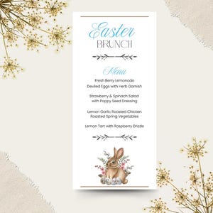 Easter Menu - Printable Spring Brunch & Dinner Template.