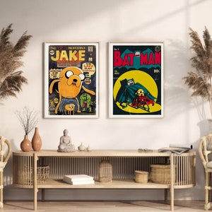 Adventure Time poster set van 2, Adventure Time muurkunst, Finn and Jake poster, Adventure Time print, Finn and Jake print, komische omslagposter