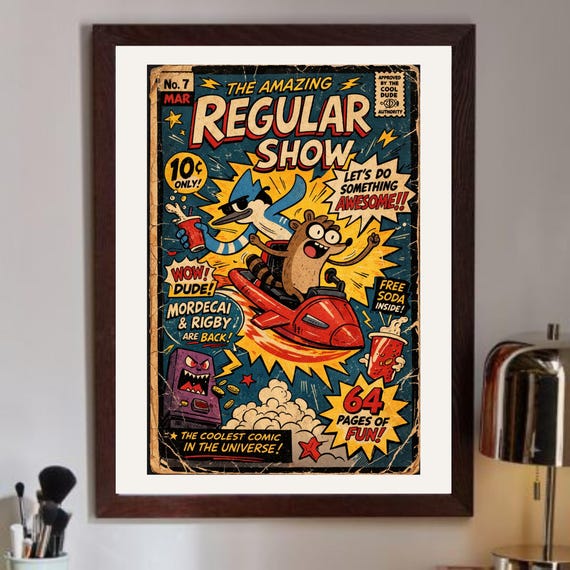 Regular Show Comic Cover Print, Mordecai Rigby Wall Art - Etsy