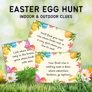Easter Scavenger Hunt For Kids, Indoor Outdoor Easter Game, Treasure Hunt Clues, Easter Hunt Clues, Easter Egg Hunt, Kids Easter Activities