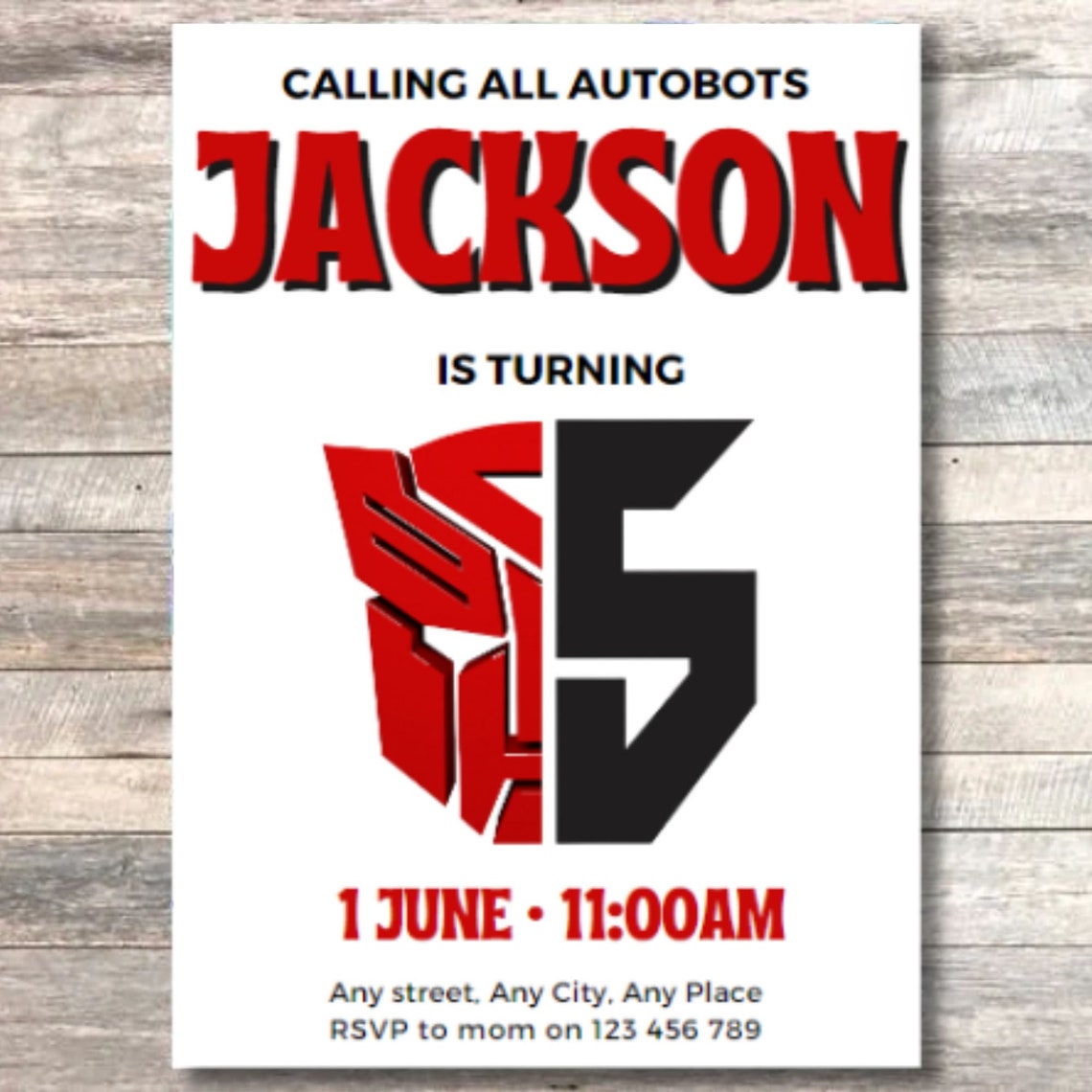 Transformers Birthday Invitation Customizable and Printable Template ...
