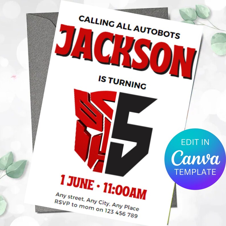 Transformers Birthday Invitation | Customizable and Printable Template ...