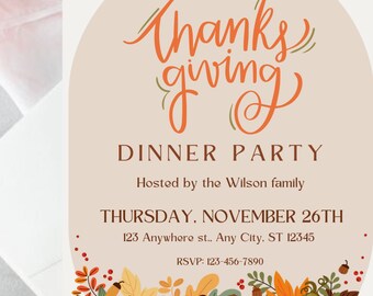 Bearbeitbare Thanksgiving-Dinner-Einladung | Druckbare digitale einladen