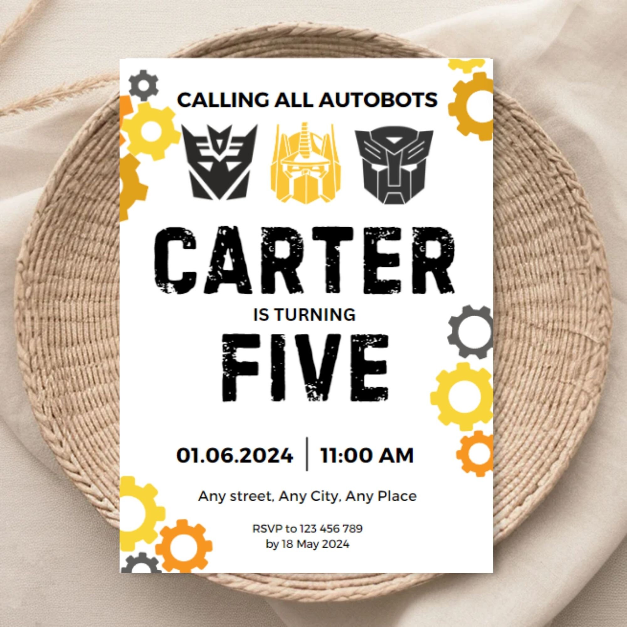 Transformers Birthday Invitation Customizable and Printable Template ...