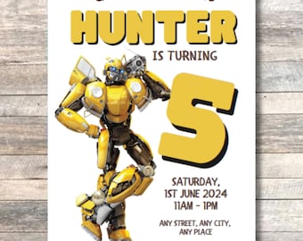 Convite de Aniversário Transformers | Optimus Prime, Bumblebee (Convite Digital)