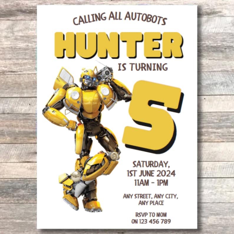 Transformers Birthday Invitation | Optimus Prime, Bumblebee (digital ...